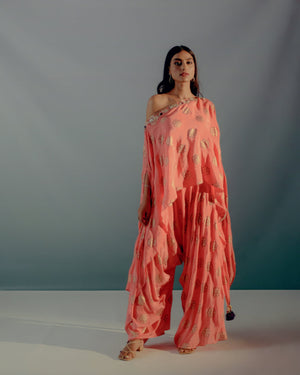 Coral Off Shoulder Co-ord Set image 4