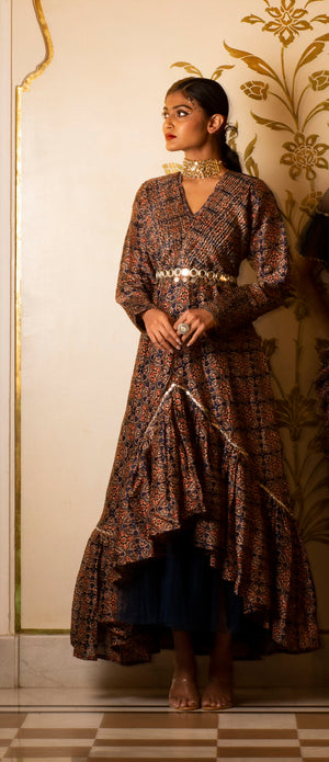 Ajrakh Print Pintuck Dress - S image