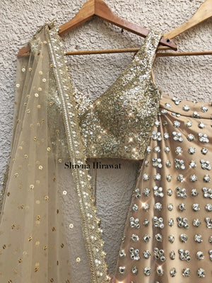 Gold Mirror Work Lehenga Set image 1