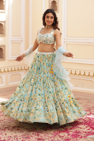 Three Tier Embroidered Lehenga image 12