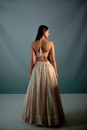 Cream Gota Work Lehenga Set image 5