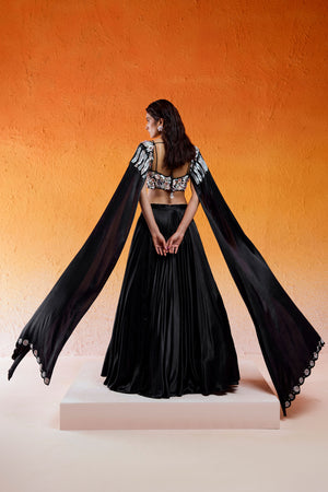 Black Embelllished & Embroidered Lehenga Set image 6