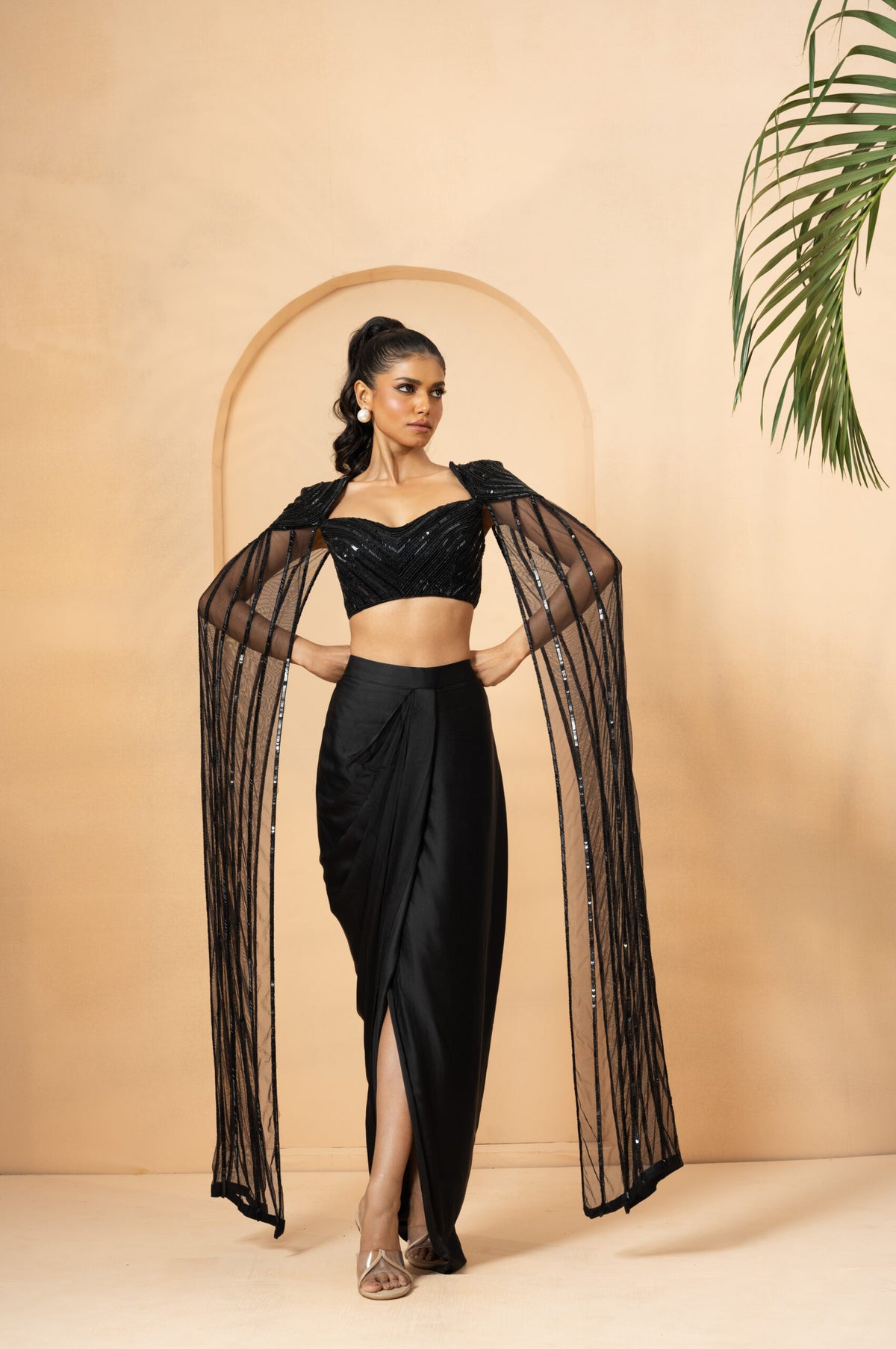 Black Sequin Embellished Co-ord Set image 1