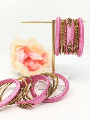 Pink Silk Thread Bangle Set image 2