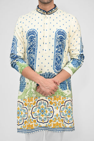 Royal Peacock Printed Kurta Full Set image 1