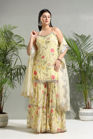 Yellow Floral Sharara Set image 4