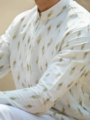Chanderi Foil Print Kurta Set image 3