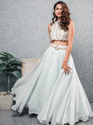 Mint Blue Lehenga Set - S image