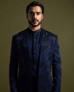 Navy Achkan Set image 2