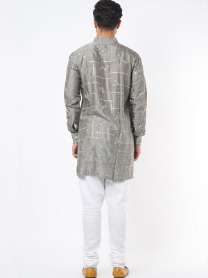 Grey Silk Kurta Set image 2
