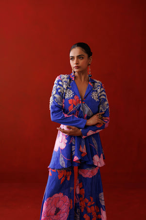 Blue Ruffle Blazer Set image 3