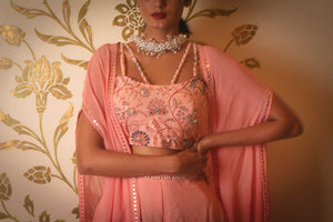 Baby Pink Sharara Set With Shrug image 2