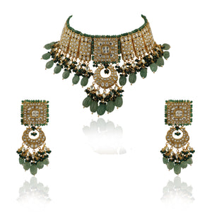 Sea Green And White Necklace Set image 0
