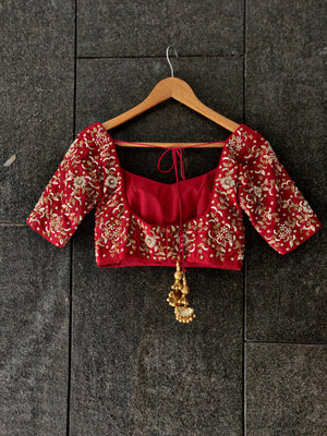 Red Bridal Paisley Work Lehenga image 6