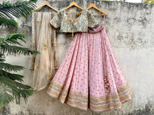 Nude Pink and Beige Lehenga Set image 3