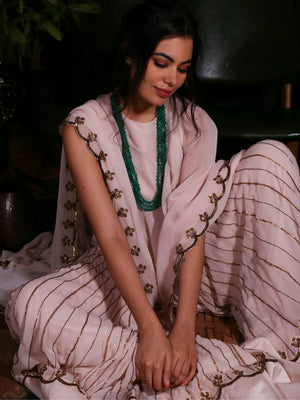 Pink Sharara with Cape image 2