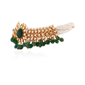 Emerald Green Bead And White Stone Choker Set image 1