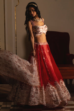 Multi-Coloured Organza Lehenga Set image 4