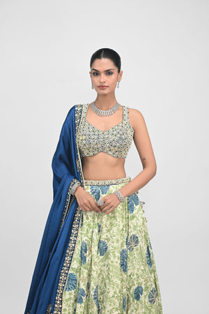 Peacock Highlighted Lehenga Paired with Pearl Blouse and Embroidered Dupatta image 6