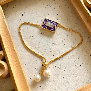 Sister Rakhis Bracelets - Rectangle Meenakari Jadau image