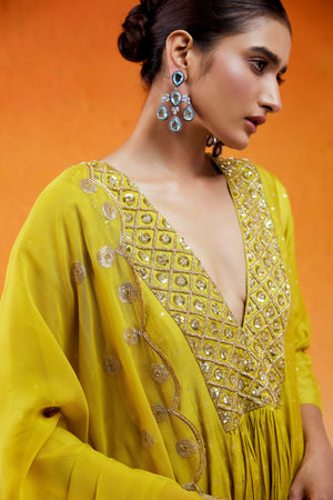 Daisy Yellow Embroidered Anarkali Suit image 5