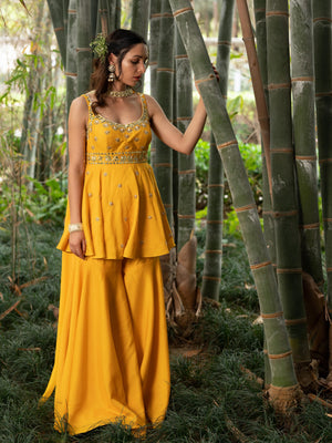 Yellow Aabira Sharara Set image 1