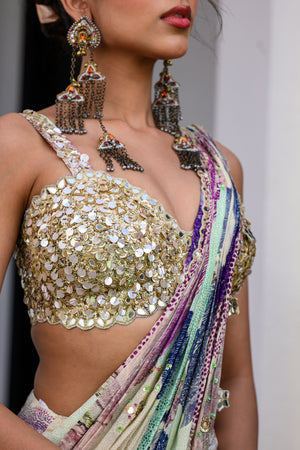 Eden Highlighted Saree Paidwan with Hand Embroidered Blouse image 6