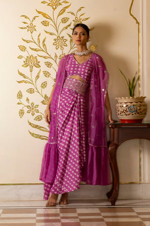 Purple Lotus Print Dress image 1