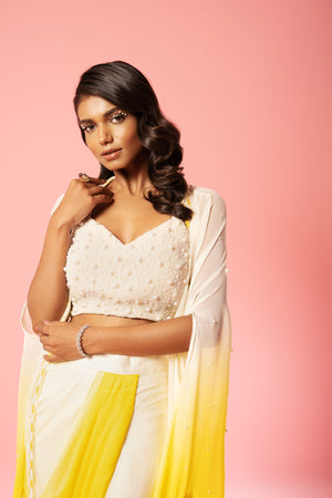 Ivory And Sunshine Yellow Co-ord Dhoti Set image 6