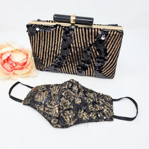 Black and Gold Sequins Embroidered Clutch image 3