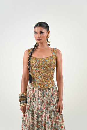 IB LEHENGA WITH EMBROIDERED TASSLE BLOUSE image 4