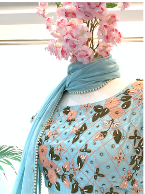 Aqua Blue Lehenga Set image 2
