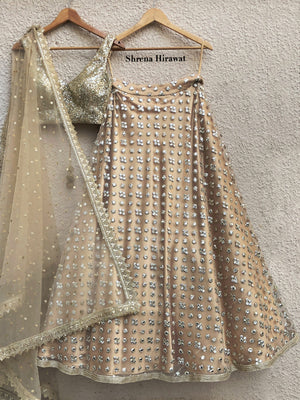 Gold Mirror Work Lehenga Set image 0
