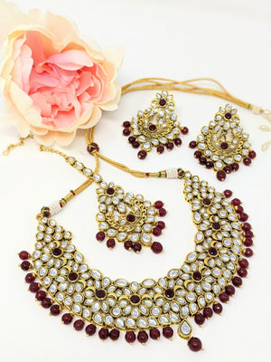 Muskaan Necklace Set - Ruby Red image
