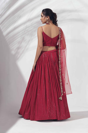 Red Bustier Lehenga image 2