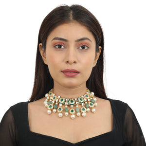 Green Meenakari Necklace Set image 2