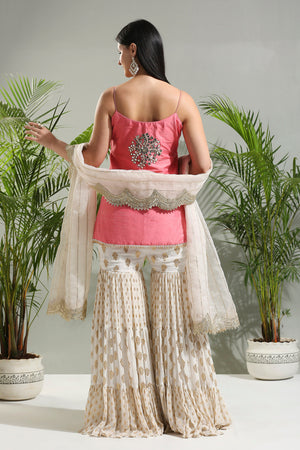 Blush Pink and Ivory Sharara Set image 4
