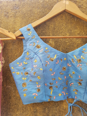 Powder Blue Raw Silk Lehenga image 1