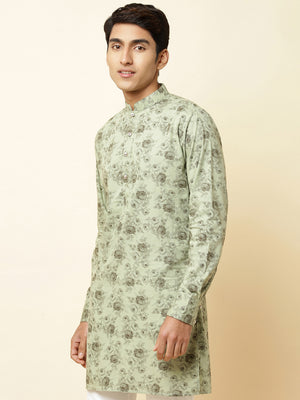 Green Rose Print Kurta image 3