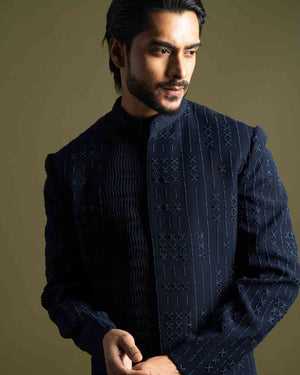Blue Achkan Set image 1