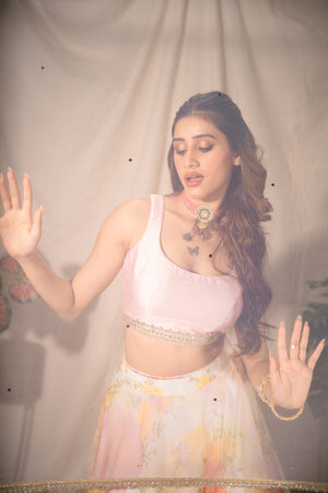 Offwhite & Peach Organaza Lehenga Set image 4