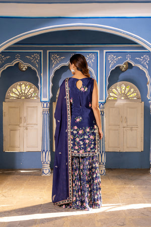 Navy Blue Georgette Kurta Set image 1