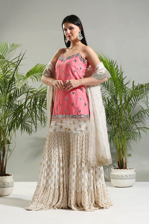 Blush Pink and Ivory Sharara Set - XL image