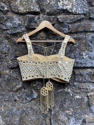 Ivory Mirror Bustier Lehenga Set image 4