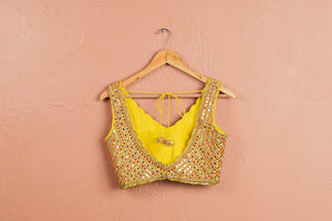Bumblebee Yellow Lehenga With Colored Blouse image 1
