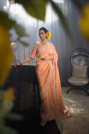 Lotus Zari Work Saree image 3