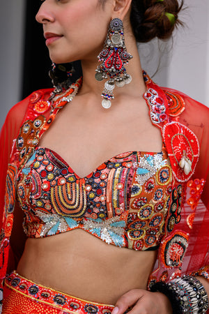 Dawn Highlighted Lehenga Paidawn With Highlighted Blouse And Highlighted Applique Dupatta image 4