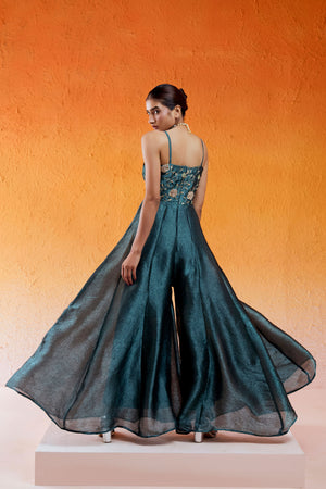 Metallic Teal Blue Jumpsuit image 6