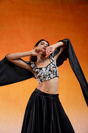 Black Embelllished & Embroidered Lehenga Set image 2