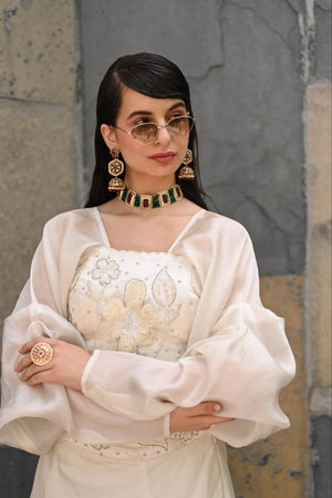 Fiore off White Lehenga - M image